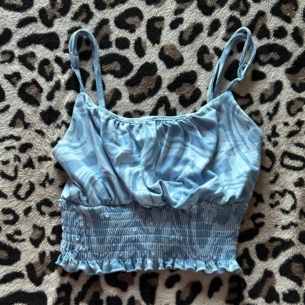 Rue21 Light Blue Smocked Cropped Tank Top